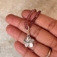 Pink Tourmaline 3-4mm Natural Crystal With Plumeria/ Frangipani Charm 925 Sterling Silver Choker Necklace