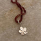 Pink Tourmaline 3-4mm Natural Crystal With Plumeria/ Frangipani Charm 925 Sterling Silver Choker Necklace