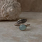 Aqua Chalcedony Feather Adjustable 925 Sterling Silver Ring
