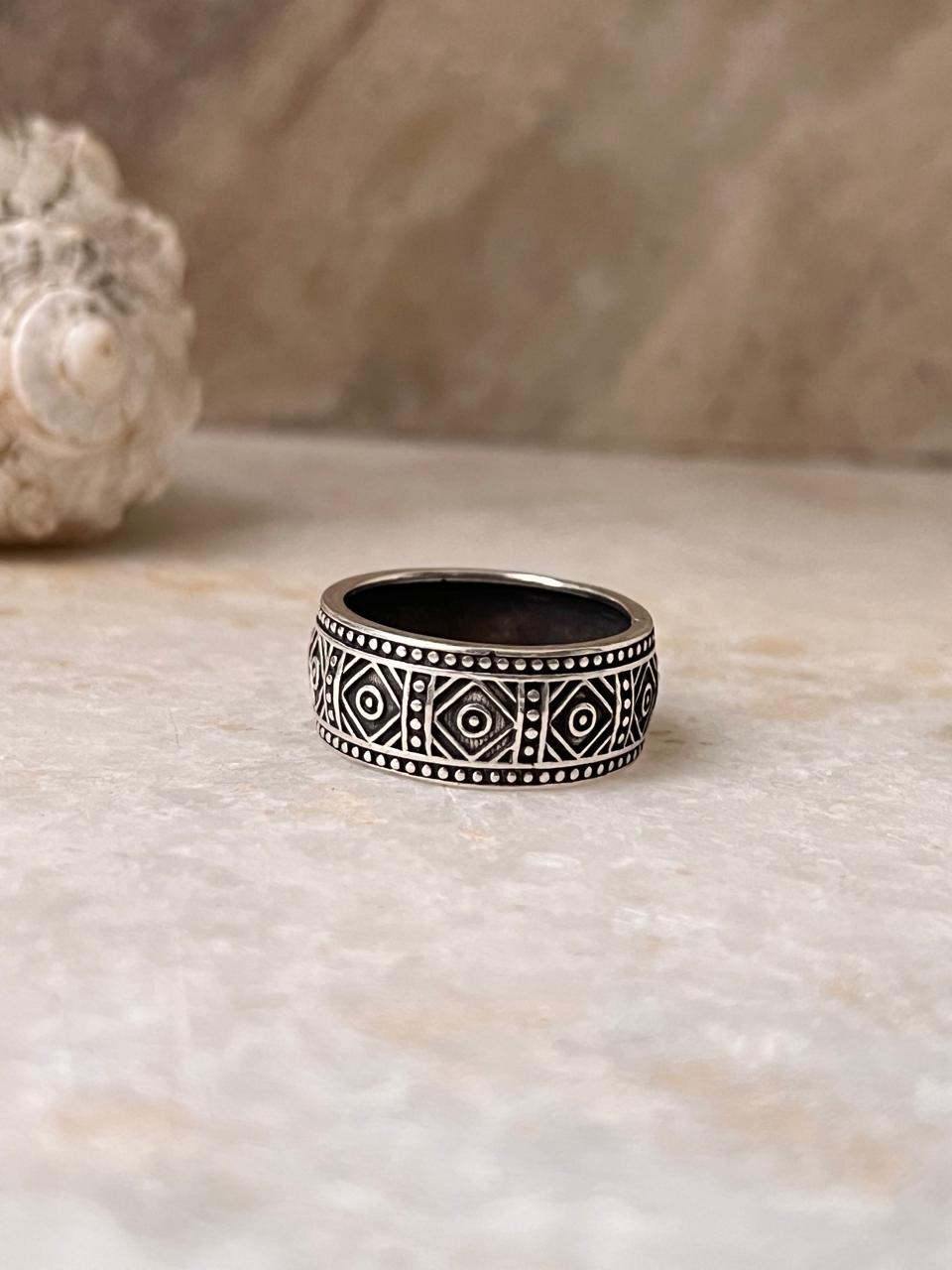 Tribal Relic Band 925 Sterling Silver Ring