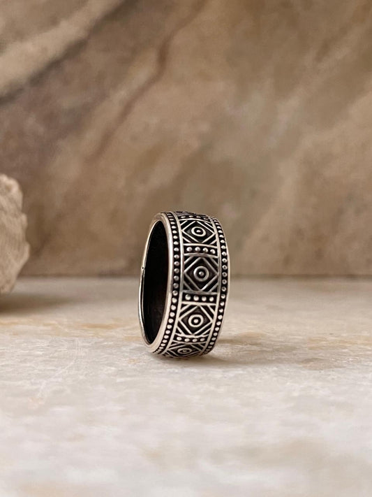 Tribal Relic Band 925 Sterling Silver Ring