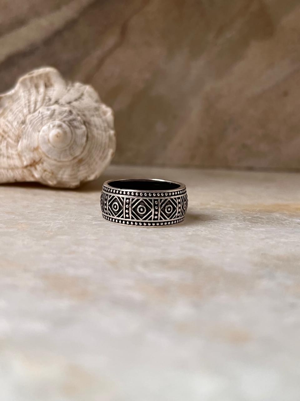 Tribal Relic Band 925 Sterling Silver Ring