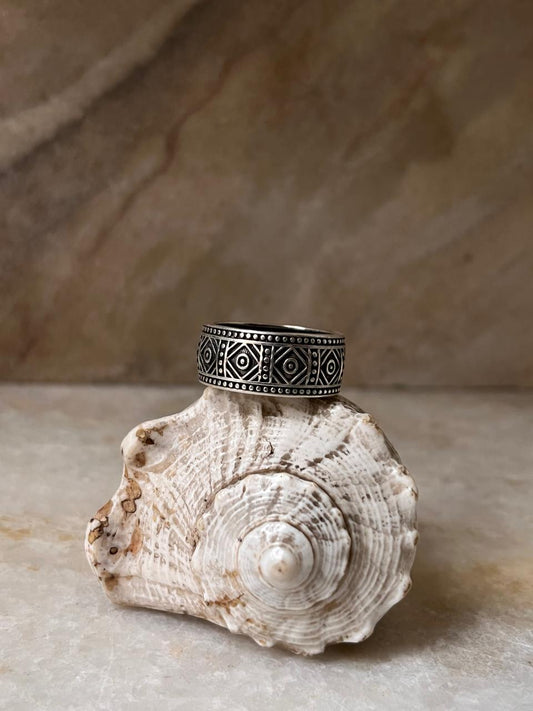 Tribal Relic Band 925 Sterling Silver Ring