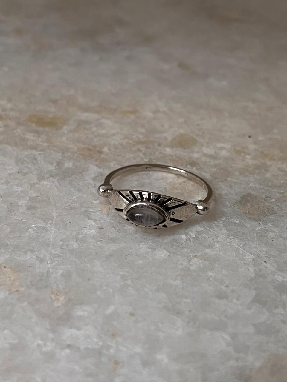 Moonstone Evil Eye 925 Sterling Silver Ring