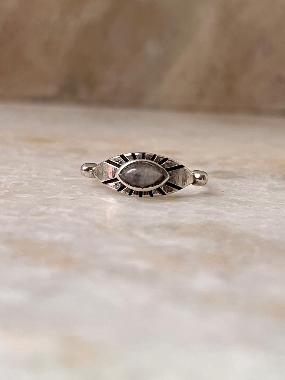 Moonstone Evil Eye 925 Sterling Silver Ring