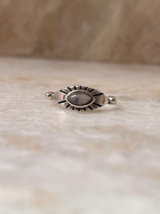 Moonstone Evil Eye 925 Sterling Silver Ring