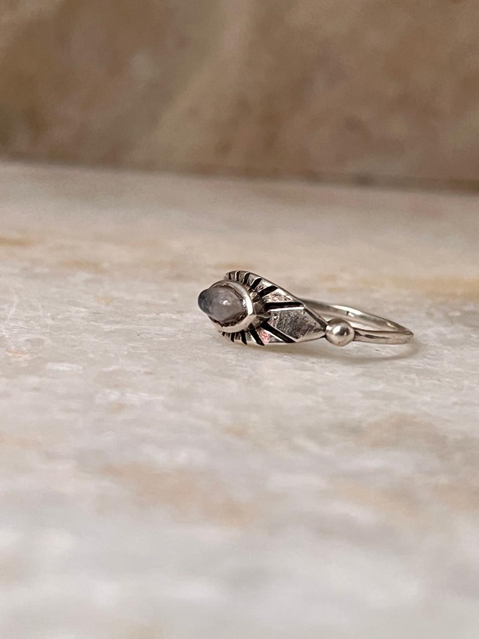 Moonstone Evil Eye 925 Sterling Silver Ring