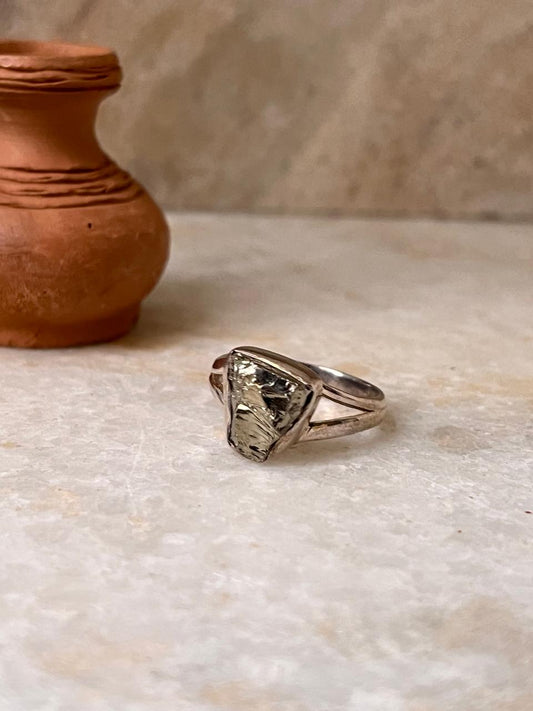 Pyrite Raw Uncut 925 Sterling Silver Ring
