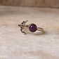 Amethyst Crescent Moon Adjustable 925 Sterling Silver Ring