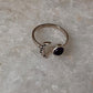 Amethyst Crescent Moon Adjustable 925 Sterling Silver Ring