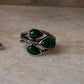 Malachite 3 Stone Statement 925 Sterling Silver Ring