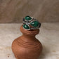 Malachite 3 Stone Statement 925 Sterling Silver Ring