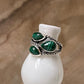 Malachite 3 Stone Statement 925 Sterling Silver Ring