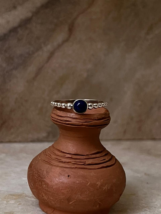Lapis Dot Band 925 Sterling Silver Ring