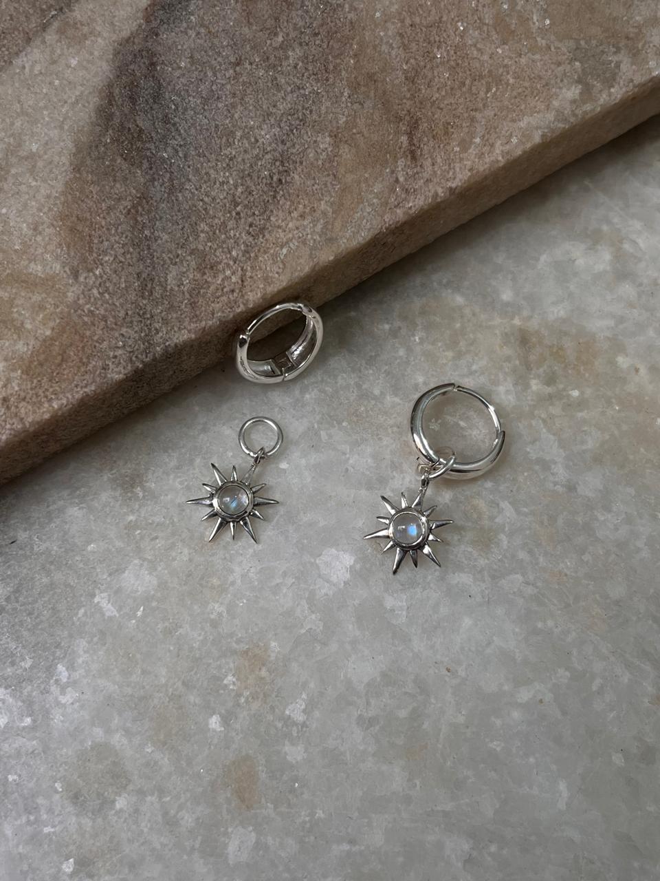 Sunshine Moonstone Plain 925 Sterling Silver Huggies