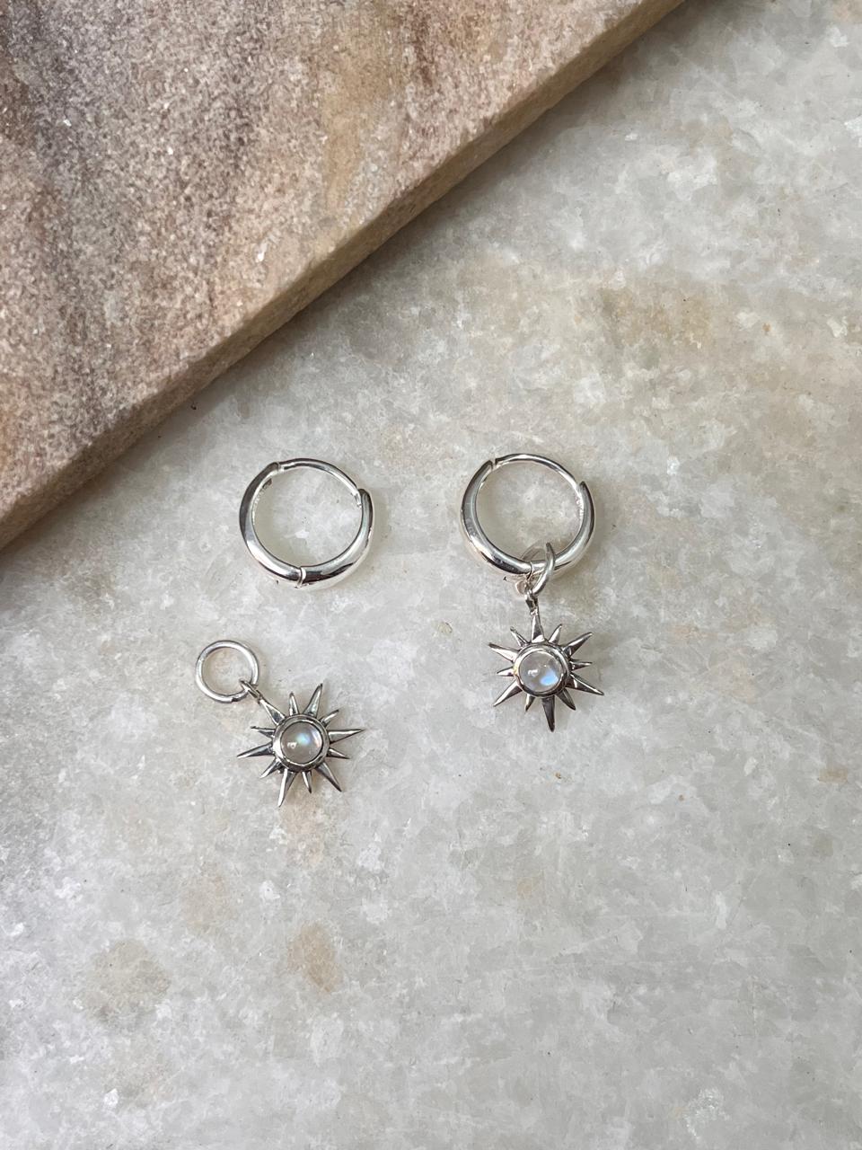 Sunshine Moonstone Plain 925 Sterling Silver Huggies