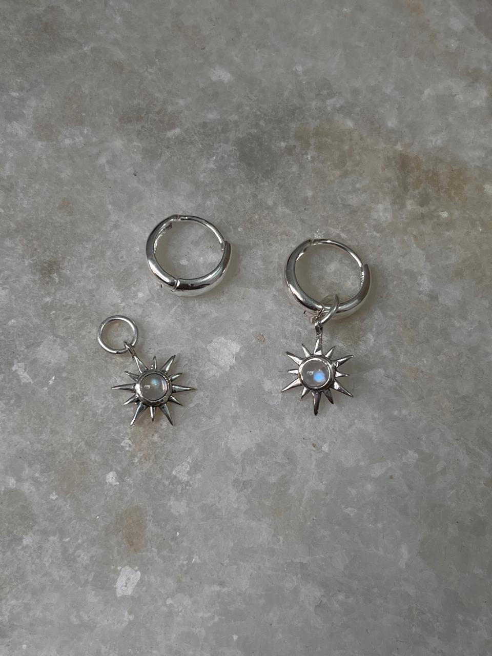 Sunshine Moonstone Plain 925 Sterling Silver Huggies