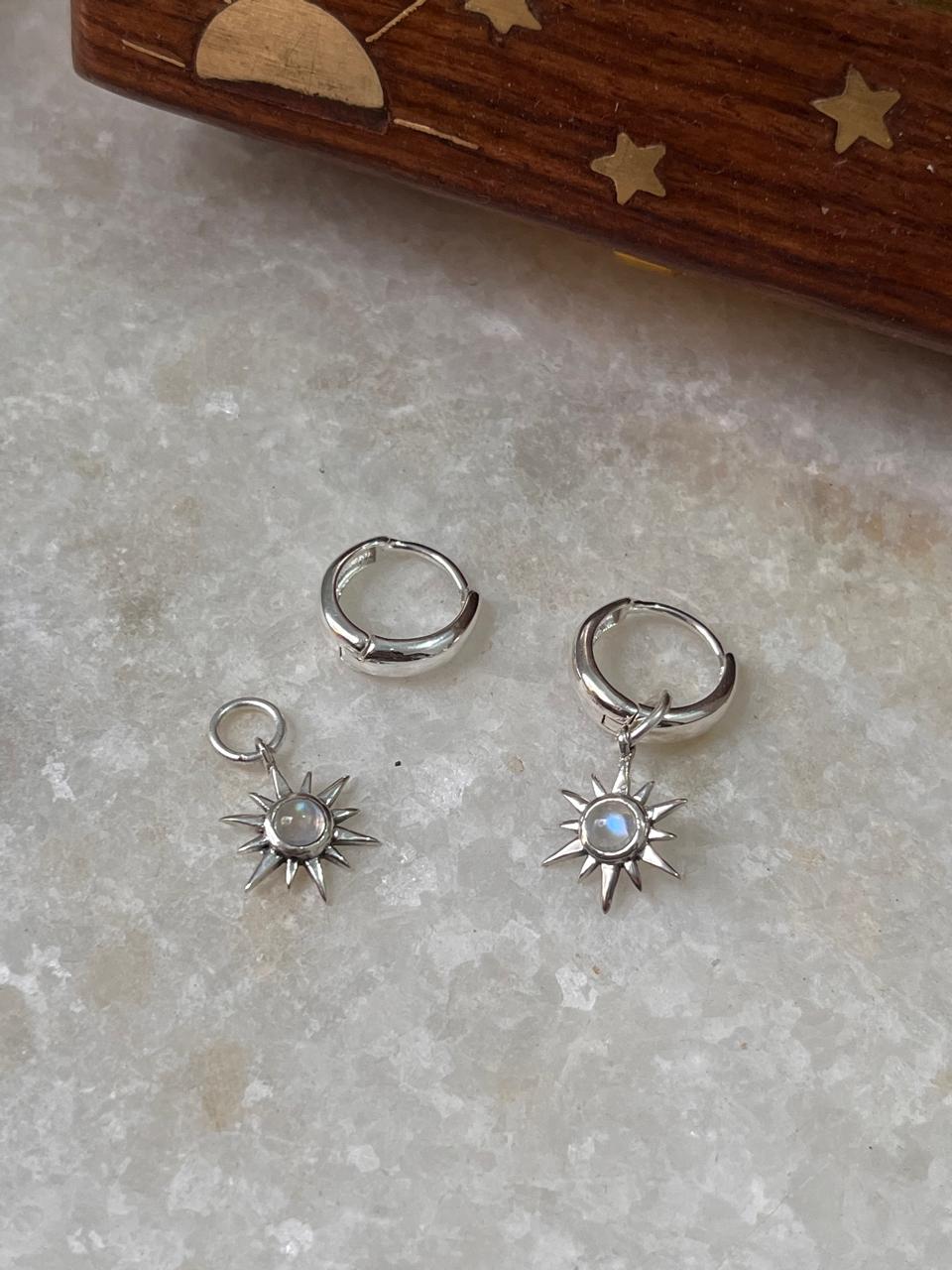 Sunshine Moonstone Plain 925 Sterling Silver Huggies