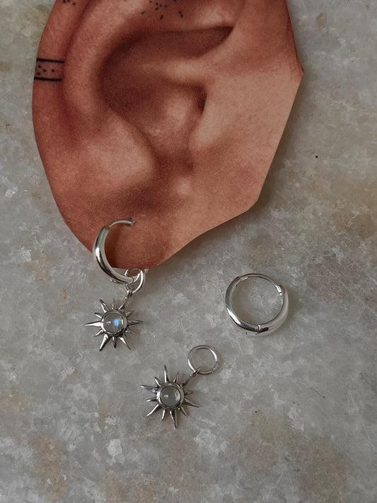 Sunshine Moonstone Plain 925 Sterling Silver Huggies