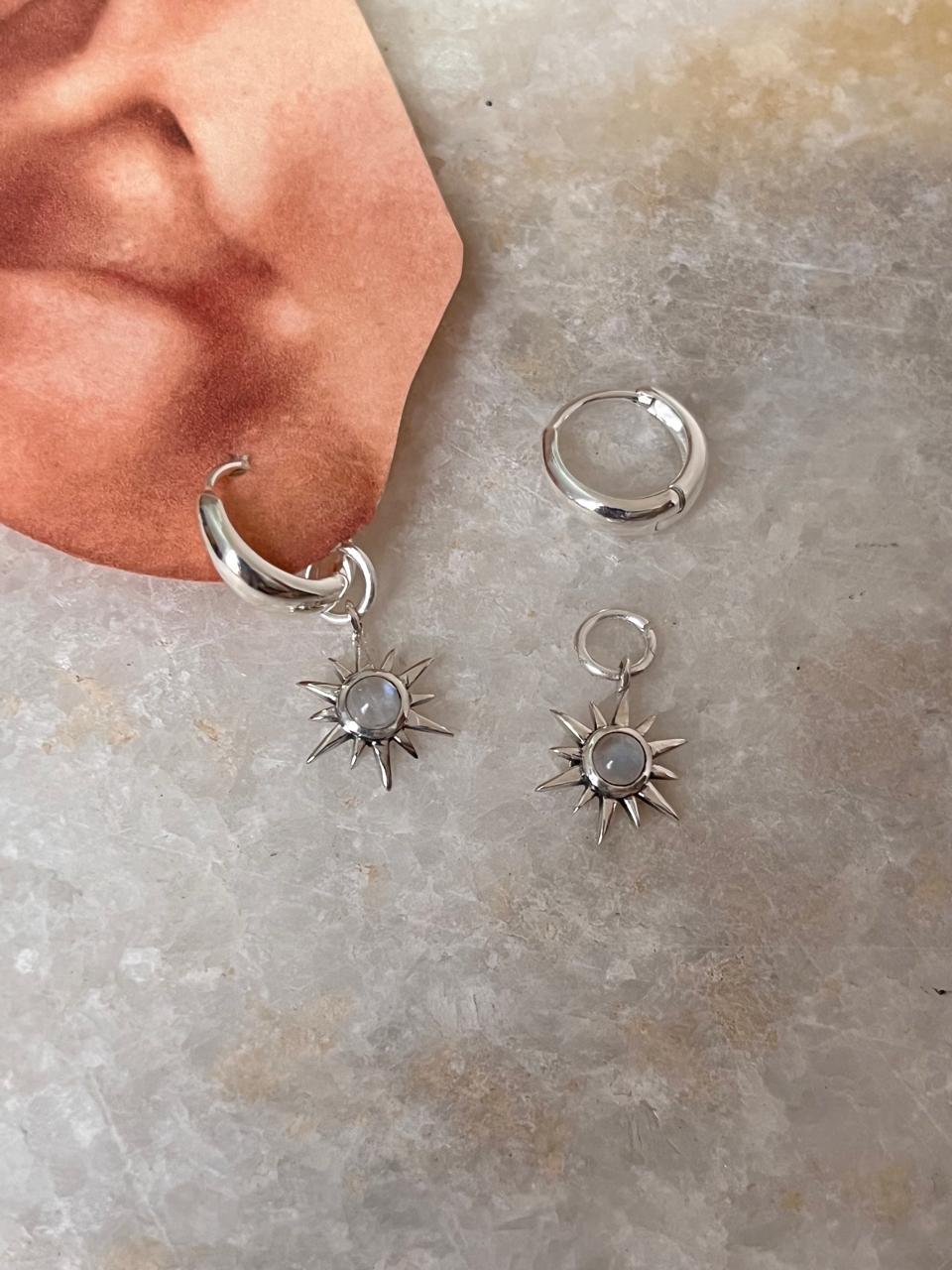 Sunshine Moonstone Plain 925 Sterling Silver Huggies