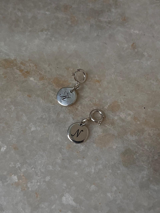 Vintage Font Engraved Initial 925 Sterling Silver Charm / necklace
