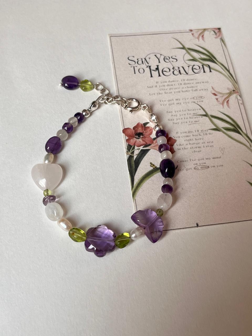 Floral Garden Dream Natural Gemstones Handcrafted Natural 925 Sterling Silver Bracelet