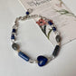 Lapis Lazuli Heart , Clear Quartz, Pearls & Labradorite Handcrafted 925 Sterling Silver Bracelet