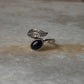 Black Onyx Feather Adjustable 925 Sterling Silver Ring