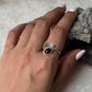 Black Onyx Feather Adjustable 925 Sterling Silver Ring