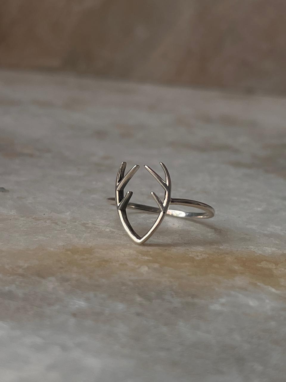 Deer Antler 925 Sterling Silver Ring - Tarakaya Silver