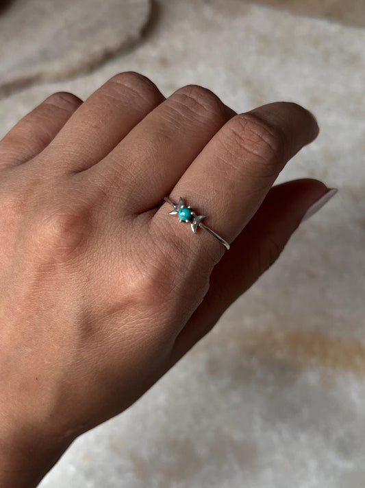 Faux Turquoise Moon Phases 925 Sterling Silver Ring