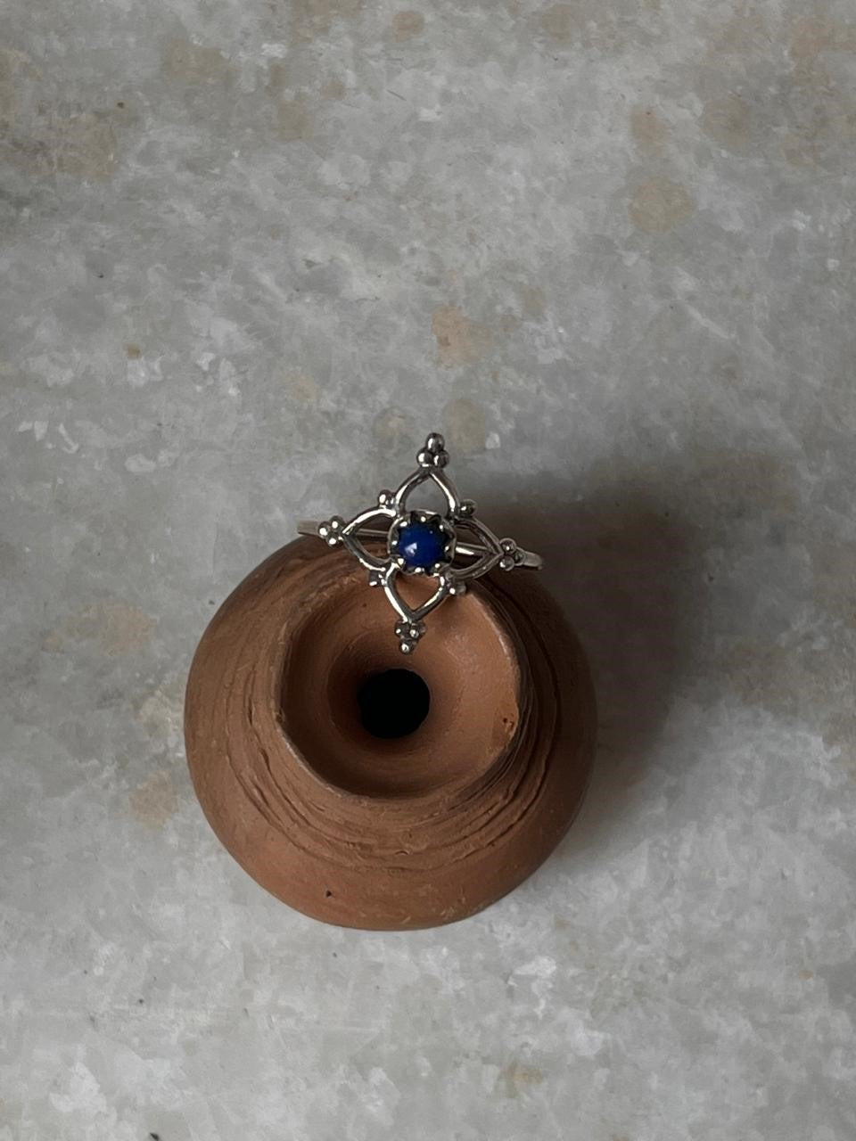 Lapis Lazuli Flower 925 Sterling Silver Ring