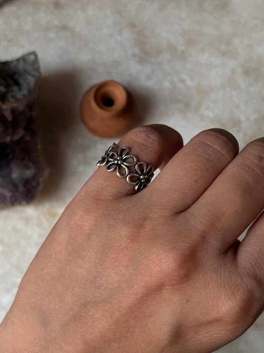 Bloom Floral Band 925 Sterling Silver Ring