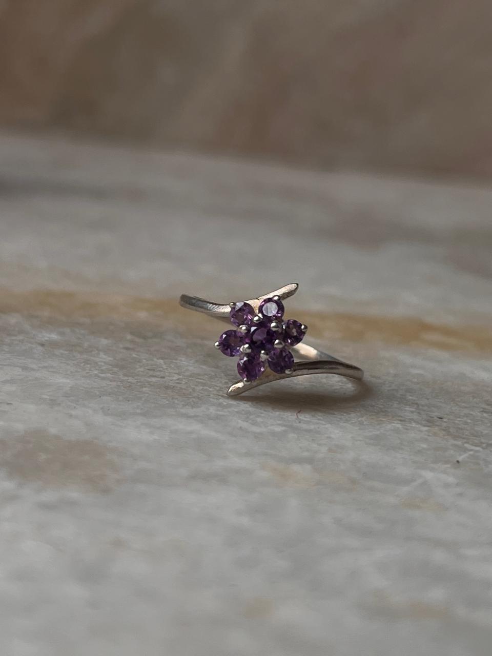Amethyst Flower 925 Sterling Silver Ring