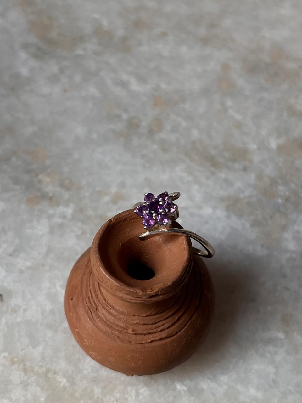 Amethyst Flower 925 Sterling Silver Ring