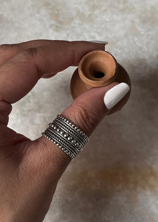 Handcrafted 925 sterling silver tribal statement band ring