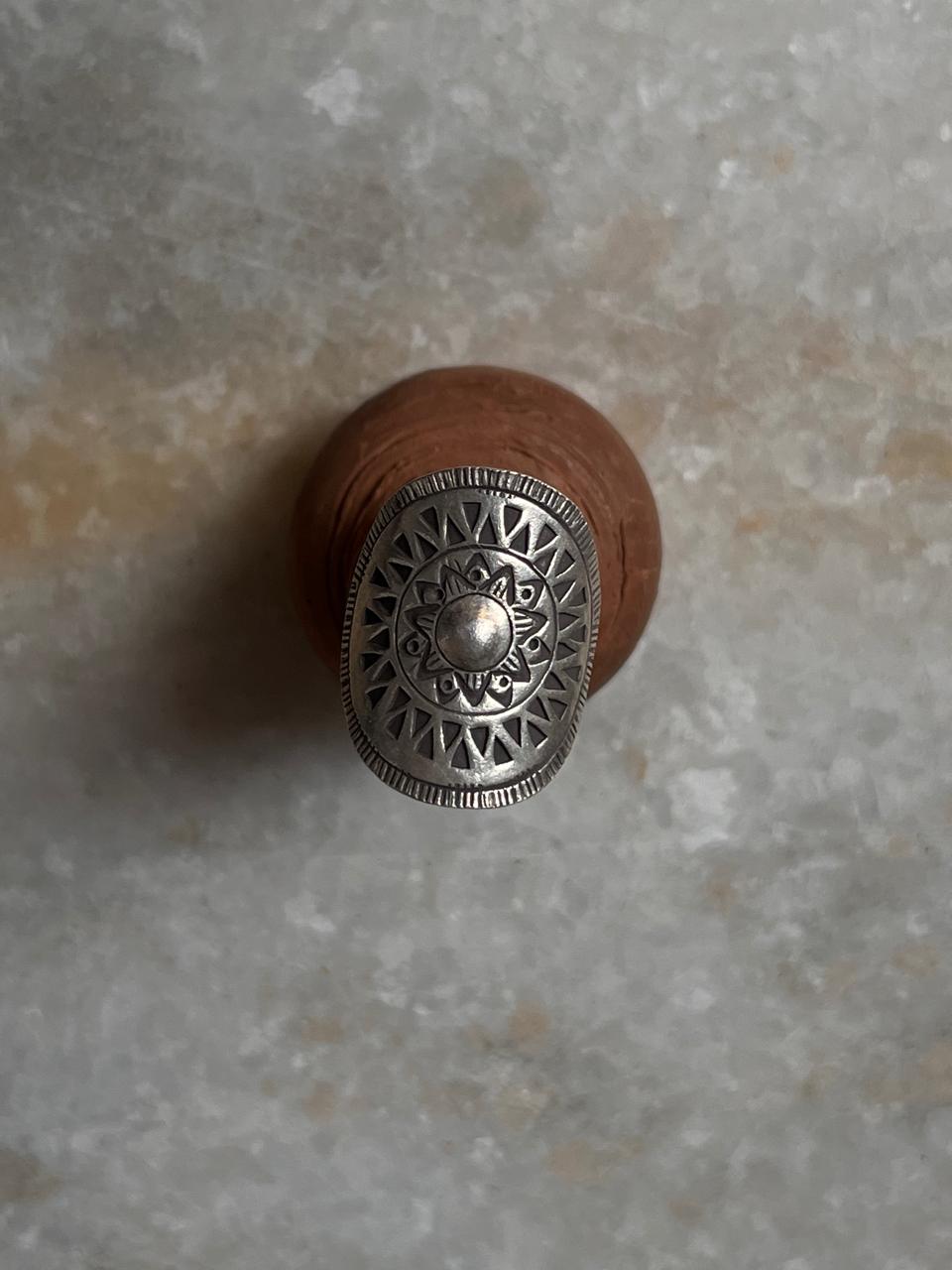 Sun Mandala Bohemian Handmade Statement Adjustable 925 Sterling Silver Ring