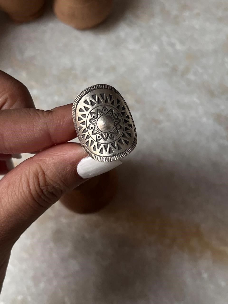Sun Mandala Bohemian Handmade Statement Adjustable 925 Sterling Silver Ring