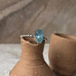Blue Apatite Raw Uncut Dot Band 925 Sterling Silver Ring