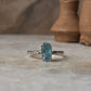 Blue Apatite Raw Uncut Dot Band 925 Sterling Silver Ring