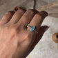 Blue Apatite Raw Uncut Dot Band 925 Sterling Silver Ring