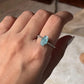 Blue Apatite Raw Uncut Dot Band 925 Sterling Silver Ring