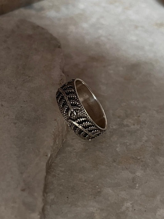 Forest Fern Band 925 Sterling Silver Ring