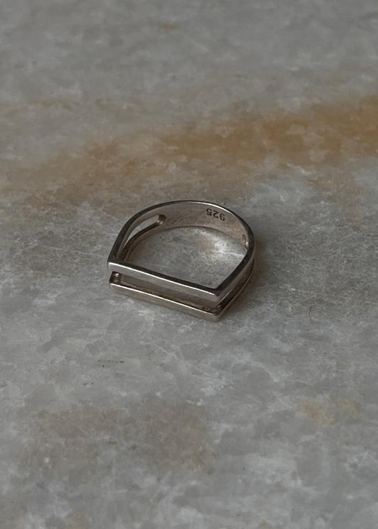 Minimalist 925 Sterling Silver double square band ring
