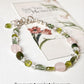 Rose Quartz , Peridot , Clear Quartz & Green Tourmaline Handcrafted 925 Sterling Silver Bracelet