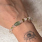 Green Aventurine Carved Leaf , Rose Quartz & Peridot Handcrafted 925 Sterling Silver Bracelet