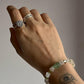 Green Aventurine Carved Leaf , Rose Quartz & Peridot Handcrafted 925 Sterling Silver Bracelet