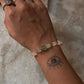 Green Aventurine Carved Leaf , Rose Quartz & Peridot Handcrafted 925 Sterling Silver Bracelet