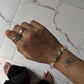 Green Aventurine Carved Leaf , Rose Quartz & Peridot Handcrafted 925 Sterling Silver Bracelet