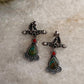Antique Turquoise and Coral Statement 925 Sterling Silver Earring